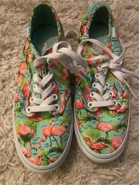 Vans Turquoise Flamingo Canvas Sneakers